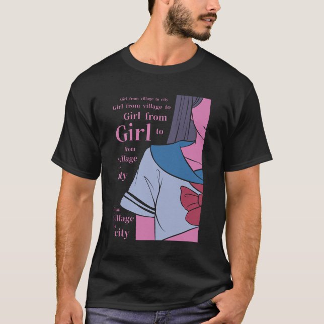 Japanese Village Girl Anime T-Shirt (Vorderseite)