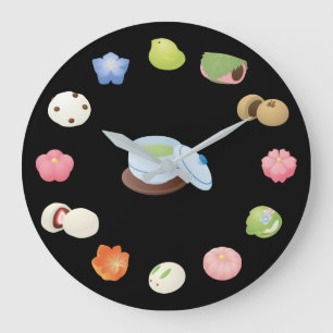 Japanese Wagashi Sweets Große Wanduhr
