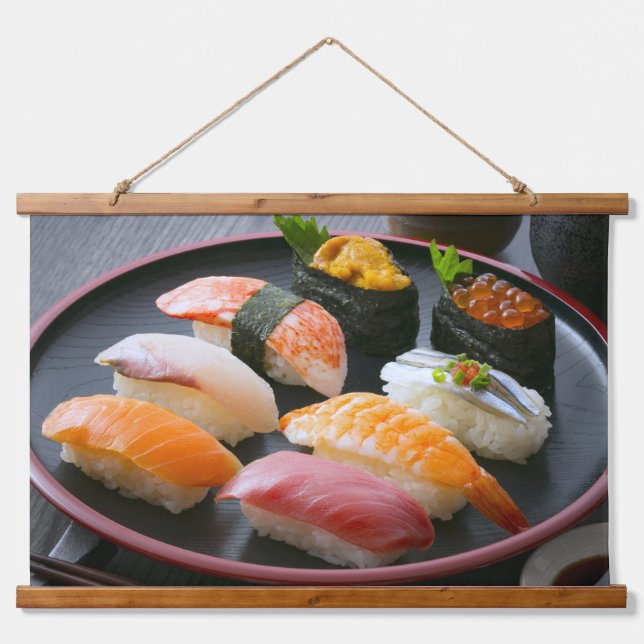 Japanese Waltz | Eight Sushi Poems Dancing  Wandteppich Mit Holzrahmen (Vorne)