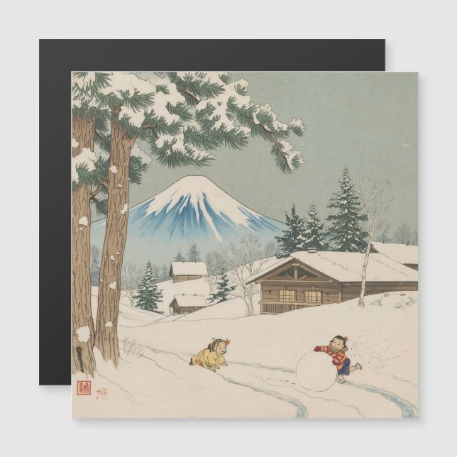 Japanese  winter  landscape - magnetic card magnetkarte (Vorne/Hinten)