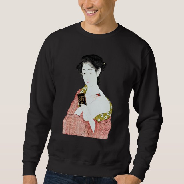 Japanese Woman Geisha Shin hanga Ukiyo e Japanese  Sweatshirt (Vorderseite)