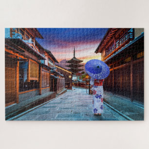 Japanese Woman Wearing Kimono Yasaka Pagoda Japan Puzzle