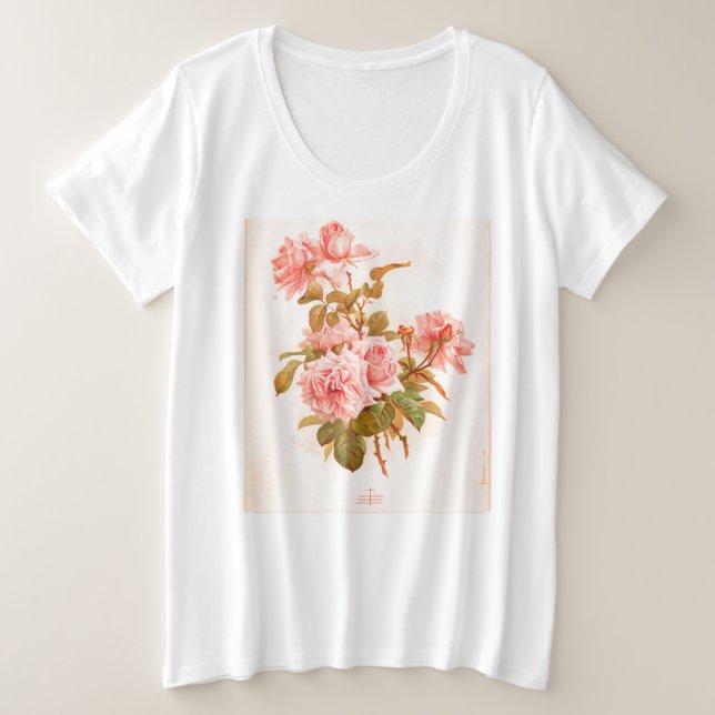 JAPANESISCHE BLUME WOODBLOCK DRUCKER T - Shirt (Design vorne)
