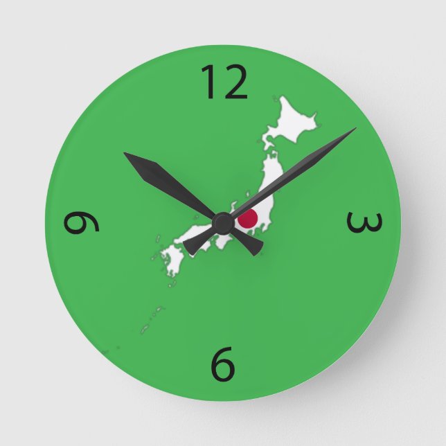 Japanflagge auf der Karte Runde Wanduhr (Vorderseite)