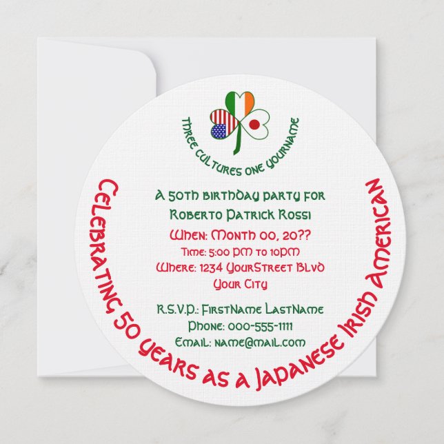 Japanisch-Amerikanisches Kleeblatt Geburtstag Einladung (Vorderseite)