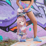 Japanisch Anime Girl Skateboard<br><div class="desc">Dieses gürtelige japanische Skateboard besticht durch ein niedliches Manga-Manga-Mädchen mit staubigen rosa Haaren in einem lila und staubigen Rose-Kleid. Das Kunstwerk ist eine künstlerische Erfindung. Die Augen wurden von einem Manga-Künstler gemalt. Karo mehr niedliche Skateboards für Mädchen in diesem Laden.</div>