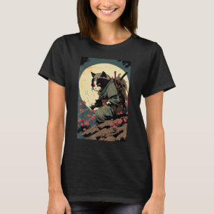 Japanisch Art Cat Ninja Ukiyo e Style Samurai Cat T-Shirt