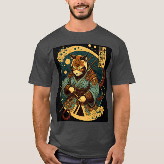 Japanisch Art Cat Ninja Ukiyoe Samurai Cat T-Shirt