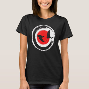 Japanisch Art Enso Circle Flying Cranes Ukiyo E Wo T-Shirt