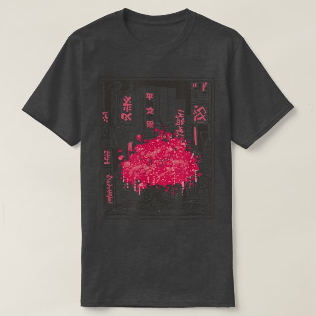 Japanisch Art Kawaii Sakura Tree Katana Anime Mang T-Shirt (Design vorne)