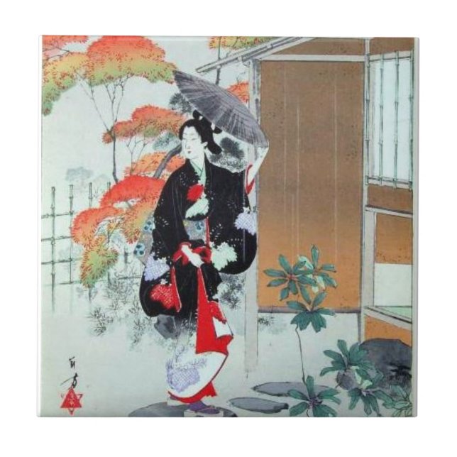 Japanisch Art Keramik Tile, klein (4,25" x 4,25") Fliese (Vorderseite)