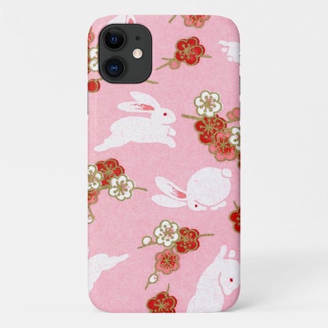Japanisch Art Pink Sakuras & Rabbits iPhone 11 Fal Case-Mate iPhone Hülle (Rückseite)