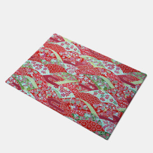 Japanisch Art Red Floral Origami Yuzen Door Mat Fußmatte