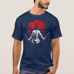 Japanisch Art Samurai Vintag Fighter Retro Design T-Shirt