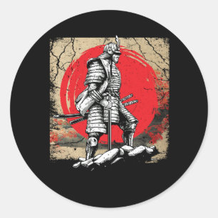 Japanisch Art Samurai Vintag Fighter Retro Martial Runder Aufkleber