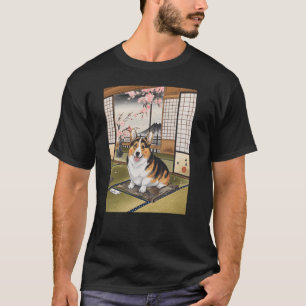 Japanisch Art Tri Color Corgi Kyosai Vintag Japan T-Shirt