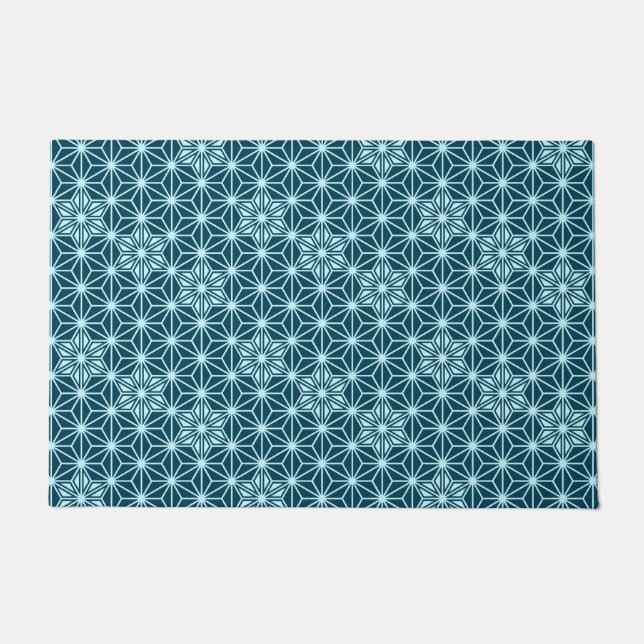 Japanisch Asanoha oder Star Pattern, Indigoblau Fußmatte (Vorderseite)
