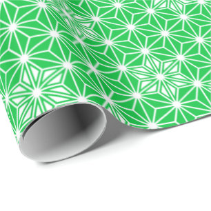 Japanisch Asanoha oder Star Pattern, Jadegrün Geschenkpapier