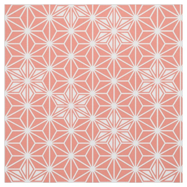 Japanisch Asanoha oder Star Pattern, Korallenrosa Stoff (Muster)