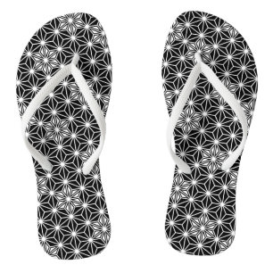 Japanisch Asanoha oder Star Pattern, schwarzweiß Flip Flops