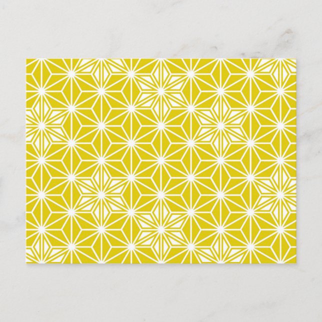 Japanisch Asanoha oder Star Pattern, Senfgold Postkarte (Vorderseite)