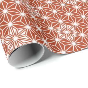 Japanisch Asanoha oder Star Pattern, Terracotta Geschenkpapier