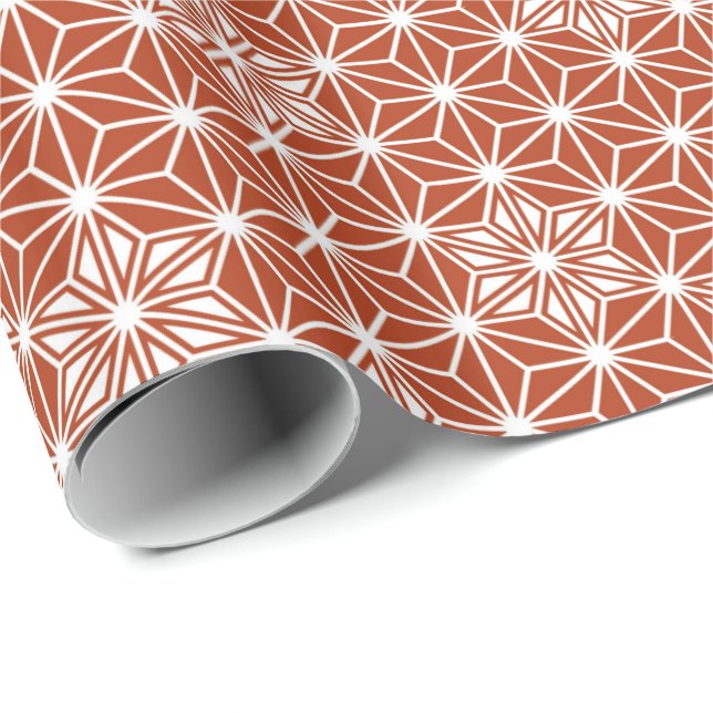 Japanisch Asanoha oder Star Pattern, Terracotta Geschenkpapier (Rolleneckpunkt)