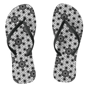 Japanisch Asanoha oder Star Pattern, weiß und schw Flip Flops