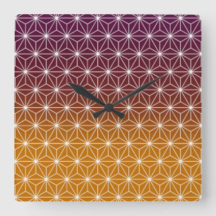 Japanisch Asanoha Traditionelle Printburgundy & Go Quadratische Wanduhr