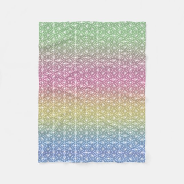 Japanisch Asanoha Traditionelle Printpastel Rainbo Fleecedecke (Vorderseite)