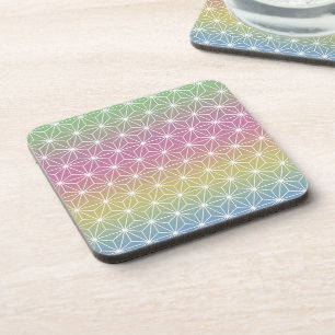 Japanisch Asanoha Traditionelle Printpastel Rainbo Getränkeuntersetzer