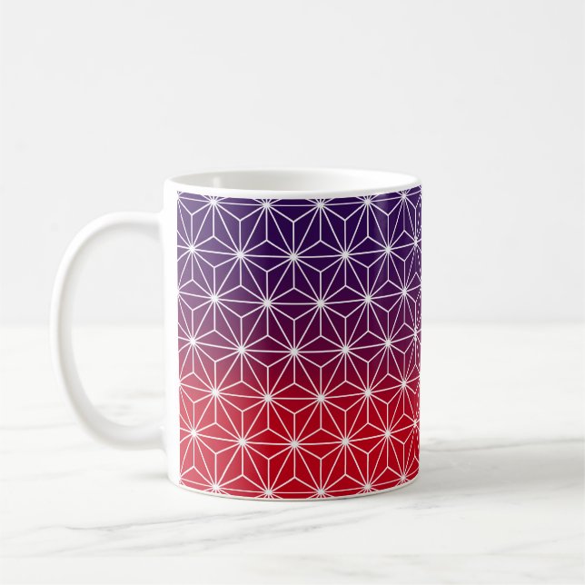 Japanisch Asanoha Traditioneller Print Red & Lila Kaffeetasse (Links)