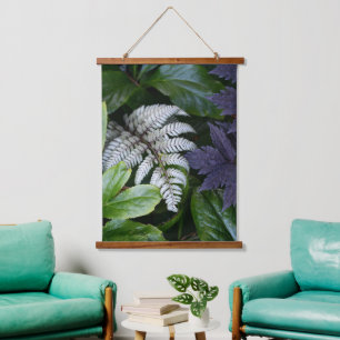 Japanisch bemalt Fern Floral Wandteppich Mit Holzrahmen