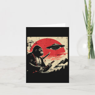 Japanisch Bigfoot Samurai Ufo Vintag Sasquatch Men Karte
