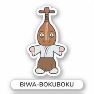 Japanisch Biwa Lute Man Yokai Monster Aufkleber
