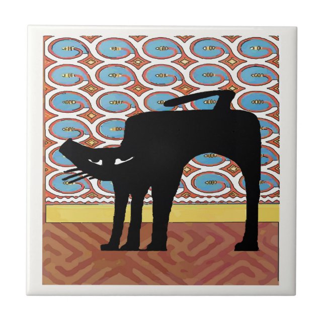 Japanisch Black Cat Print Fliese (Vorderseite)