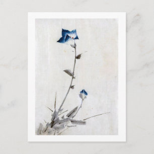 Japanisch Blauer Blütenblume, Hokusai, Ukiyo-e Postkarte