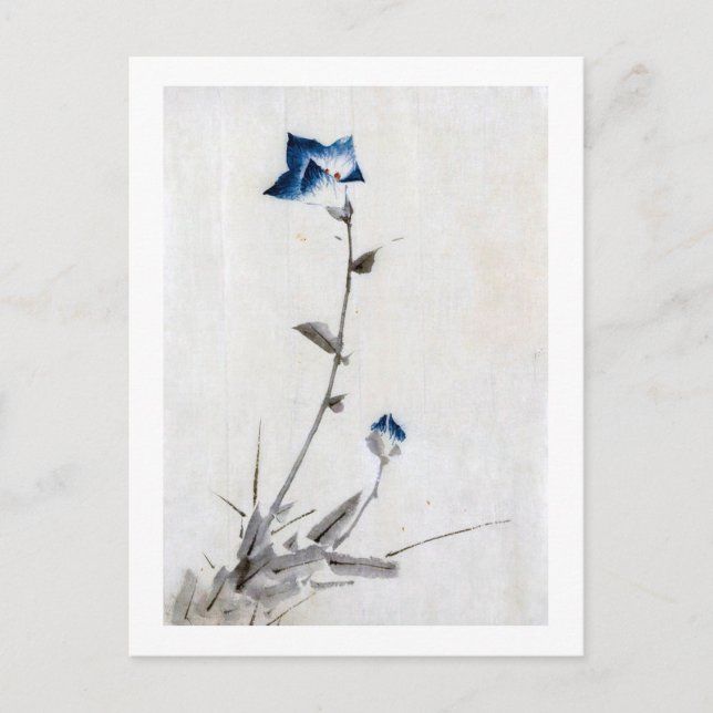Japanisch Blauer Blütenblume, Hokusai, Ukiyo-e Postkarte (Vorderseite)