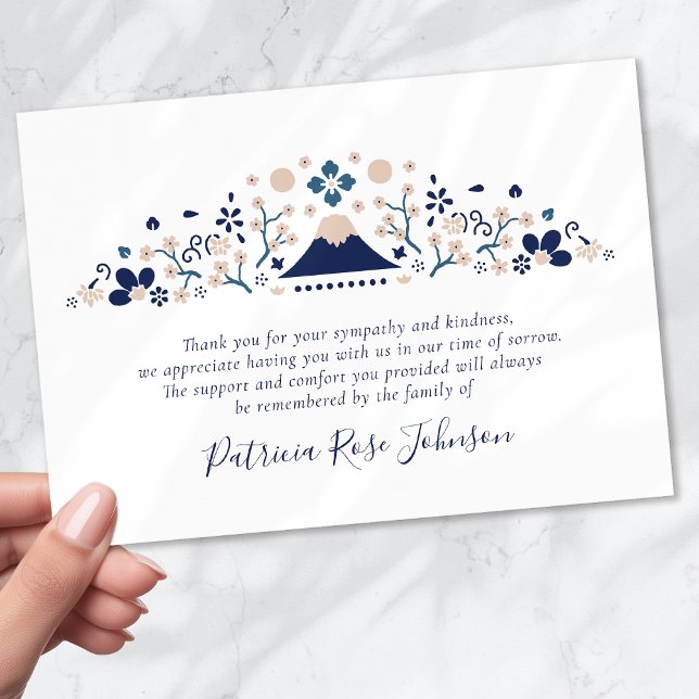 Japanisch Blue Funerary Memorial Vielen Dank Dankeskarte (Von Creator hochgeladen)