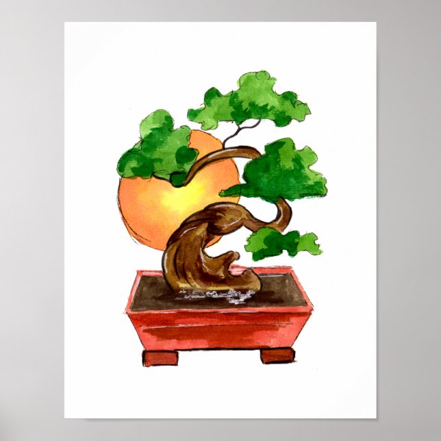 Japanisch Bonsai Tree Sun Poster (Vorne)