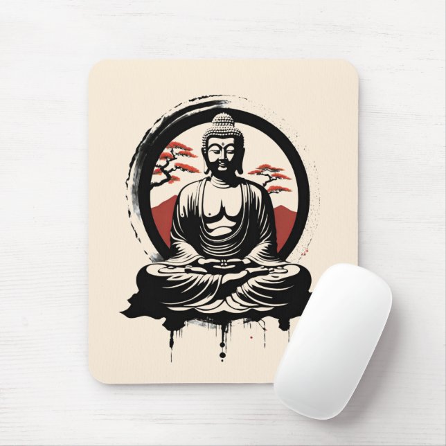 Japanisch Buddha Zen Mousepad (Mit Mouse)