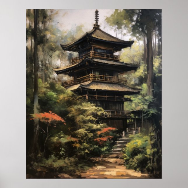 Japanisch Buddhist Temple Art Print Poster (Vorne)