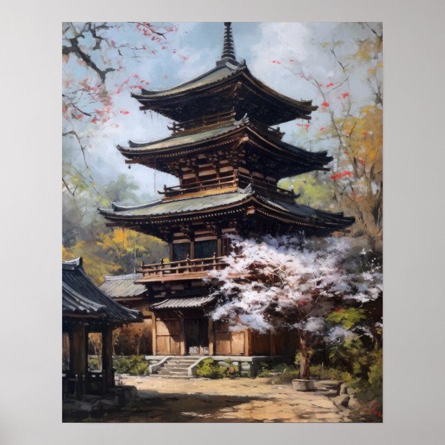 Japanisch Buddhist Temple Art Print Poster (Vorne)