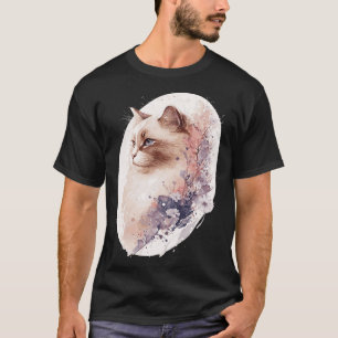 Japanisch Cherry Blossom Birman Cat Watercolor Sak T-Shirt