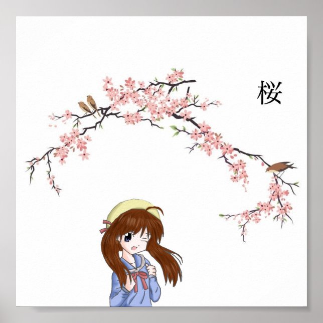 Japanisch Cherry Blossom Girl Poster (Vorne)