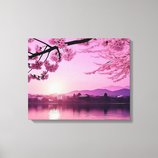 Japanisch Cherry Blossom Landschaft Ruhe Leinwanddruck (Vorderseite)