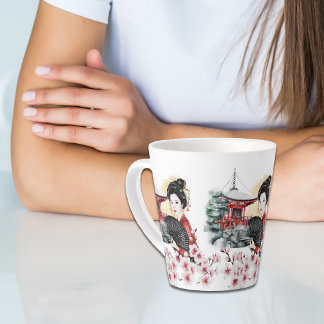 Japanisch Cherry Blossom Pagoda Geisha Girl Milchtasse