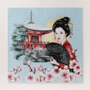 Japanisch Cherry Blossom Pagoda Geisha Girl Puzzle
