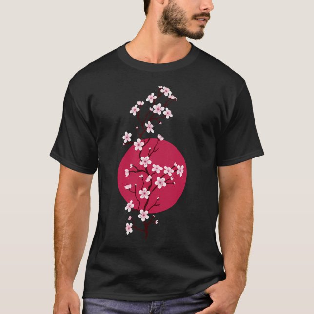 Japanisch Cherry Blossom Sunset T-Shirt (Vorderseite)