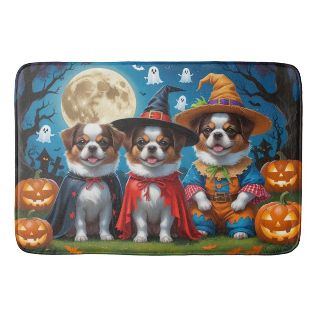 Japanisch Chin Dogs Pumpkin Halloween Funny Badematte (Vorderseite)